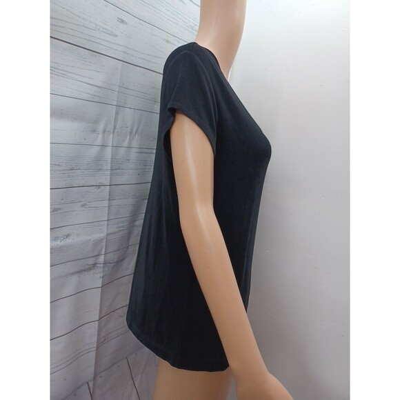 CHICO'S Travelers Black V Neck Short Sleeve Pullover Top 2 / L - Picture 3 of 9